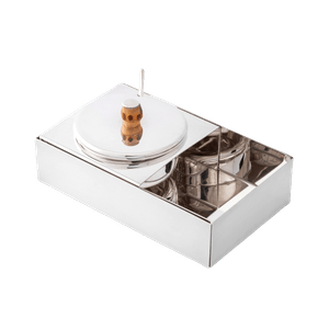 Açucareiro Porta Adoçante Bambu Prata Shefield