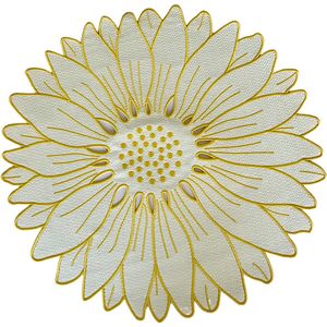 Jogo Americano Margarida Branco com Bordado Amarelo