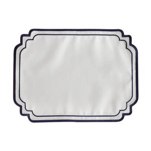 Jogo Americano Firenze Branco com Bordado Azul Marinho